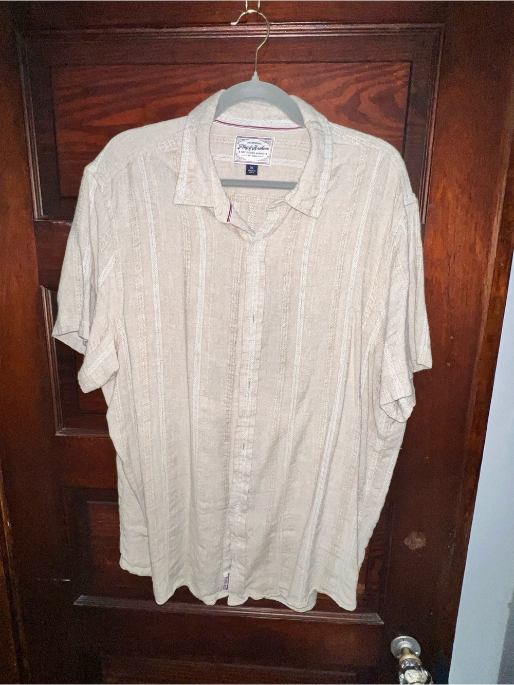 Men's Casual Short-Sleeve Button-Down Shirt in Light Beige